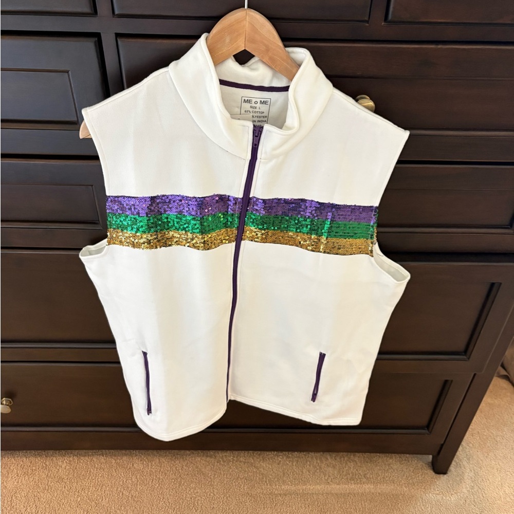 Women's Mardi Gras Sequin Stripe Vest